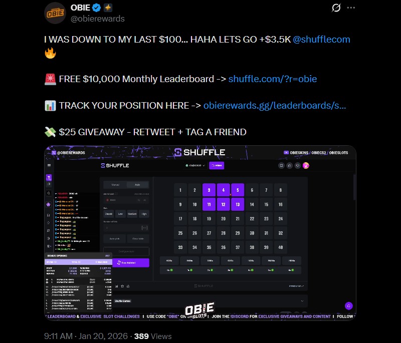 Twitter Obie Shuffle Keno Win